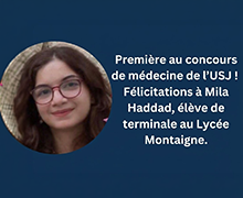 Mila Haddad, première au concours de médecine de l'USJ !